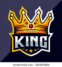 King Crown Esport Logo Design Stock Vector (Royalty Free) 1824692804 ...