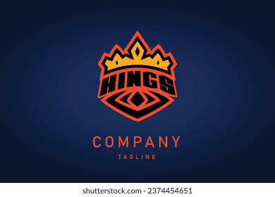 king crown esport sport monogram wordmark emblem abstract minimalist modern logo vector illustration