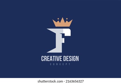 king crown F alphabet letter logo icon design. Creative template for company and business