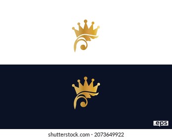 King crown f logo vector image.f Kings logo vector image