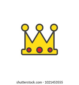King crown filled outline icon, line vector sign, linear colorful pictogram isolated on white. VIP symbol, logo illustration. Pixel perfect vector graphics
