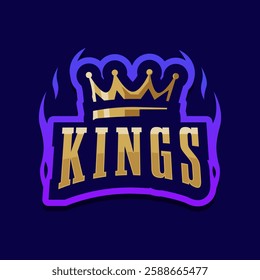 King crown fire logo design for team sports and gaming