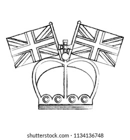 king crown with flags in pole of great britain