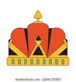 Color de línea plana de la corona King objeto vector aislado. Accesorio de oro monarca para la cabeza. Coronación. Imagen editable de imágenes prediseñadas sobre fondo blanco. Dibujo gráfico de esquema simple para diseño web