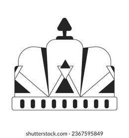 King crown flat monochrome isolated vector object. Monarch golden accessory for head. Coronation. Editable black and white line art drawing. Simple outline spot illustration for web graphic design