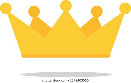 King crown flat vector icon. Golden royal crown with queen princess design.