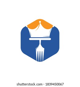King crown with Fork. Food vector logo design for Restaurant logo template design.	