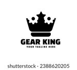 king crown gear system logo design template illustration inspiration