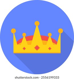 King crown with gems. King crown icon isolated on blue background with shadow. Vector, design illustration. Vector.