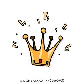 King Crown, a hand drawn vector illustration of a shiny king crown with backdrop shadow (on separate group).