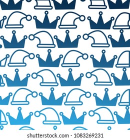 king crown with hat christmas pattern