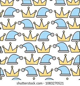 king crown with hat christmas pattern