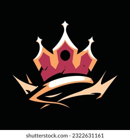 King Crown Head Mascot Logo for Esport. King CrownT-shirt Design. King Logo