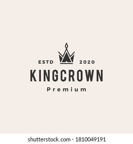 king crown hipster vintage logo vector icon illustration