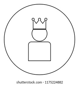 King in crown icon black color in round circle outline