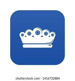 King crown icon blue vector isolated on white background
