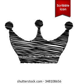 King crown icon  with chalk effect  with pen effect. Scribble icon for you design. 