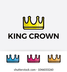 King crown icon collection. flat style design isolated on white background