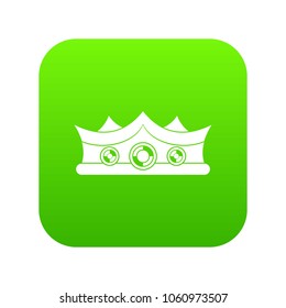 King crown icon digital green for any design isolated on white vector illustration