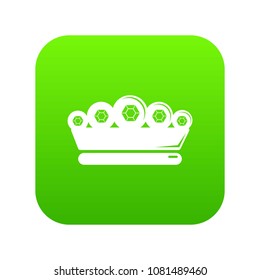 King crown icon green vector isolated on white background