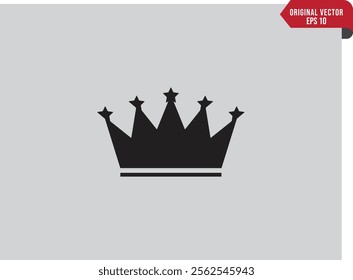 King crown icon on white background, Royal king crown with six starts