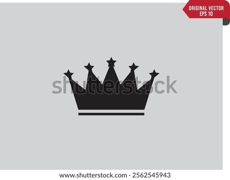 King crown icon on white background, Royal king crown with six starts