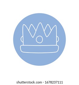 icono de la corona rey sobre fondo blanco, concepto de tatuaje minimalista, estilo de bloque de línea, ilustración vectorial