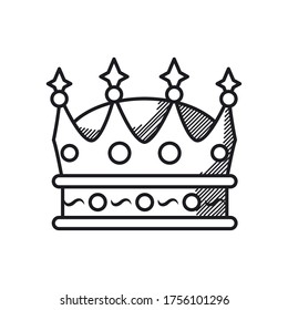King crown icon over white background, line style, vector illustration