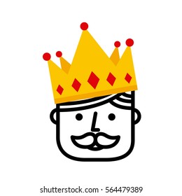 king with crown icon over white background. colorful design. vector illustration