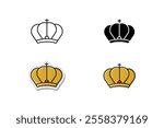 king crown icon with red jewels made in various styles