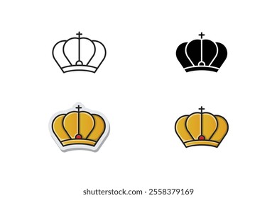 king crown icon with red jewels made in various styles