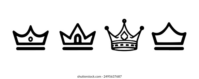 Conjunto de iconos de corona de rey. Elemento de la corona. Ilustración vectorial de la Corona