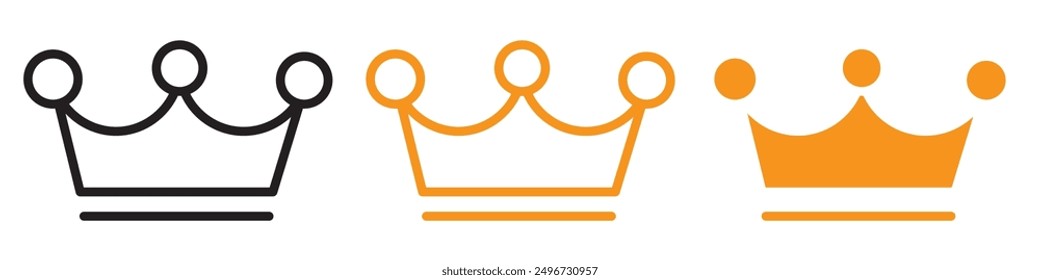 King Crown Icon Set Royalty and Prestige Illustrations for History and Culture