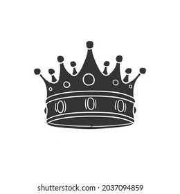 King Crown Icon Silhouette Illustration. Medieval Vector Graphic Pictogram Symbol Clip Art. Doodle Sketch Black Sign.