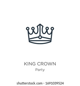 Icono de la corona del rey. Icono de contorno lineal de corona fina aislado en fondo blanco de la colección de partidos. Signo vectorial de línea, símbolo para web y móvil