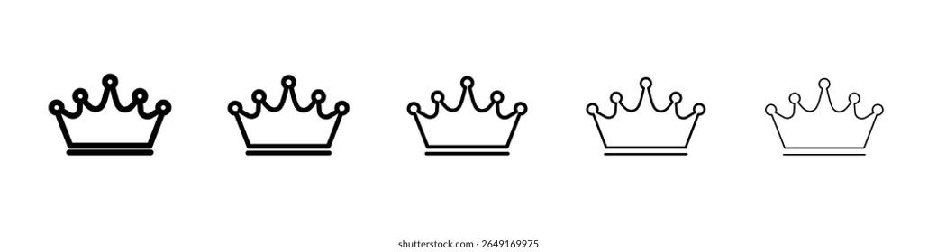 ícone de coroa king conjunto fino marca de logotipo de contorno