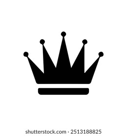 Ilustración vectorial de icono de corona de rey. Sencillo y mínimo signo de corona negra y símbolo sobre fondo blanco