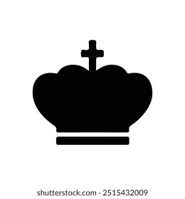 Ilustración vectorial de icono de corona de rey. Sencillo y mínimo signo de corona negra y símbolo sobre fondo blanco