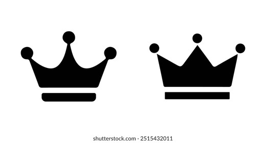 Ilustración vectorial de icono de corona de rey. Sencillo y mínimo signo de corona negra y símbolo sobre fondo blanco