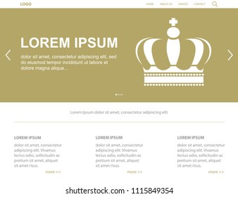king crown, illustrative minimalist web page template 