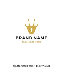 king crown keyhole key hole lock logo vector line outline