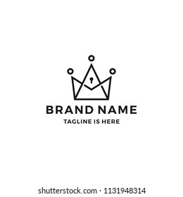 king crown keyhole key hole lock logo vector line outline