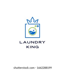 king crown laundry washing machine water logo vector sign illustration