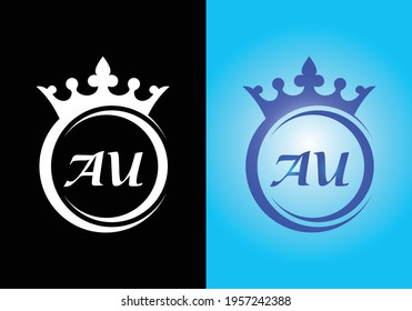 king crown letter alphabet AU for company logo icon design.
