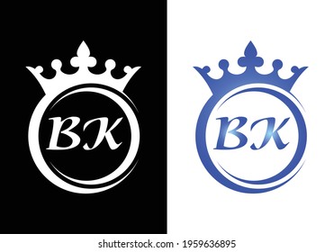 king crown letter alphabet BK for company logo icon design.