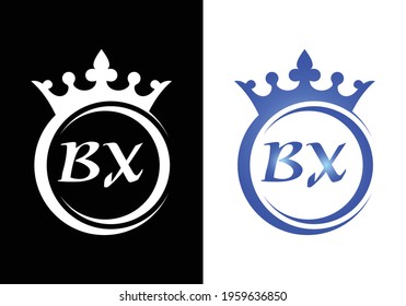 king crown letter alphabet BX for company logo icon design.