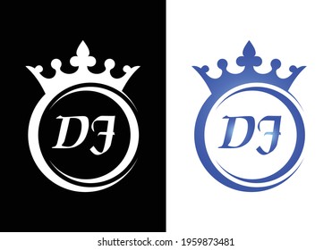 king crown letter alphabet DJ for company logo icon design.