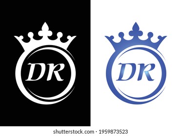 king crown letter alphabet DR for company logo icon design.