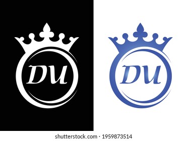 king crown letter alphabet DU for company logo icon design.