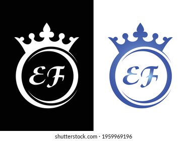 king crown letter alphabet EF for company logo icon design.